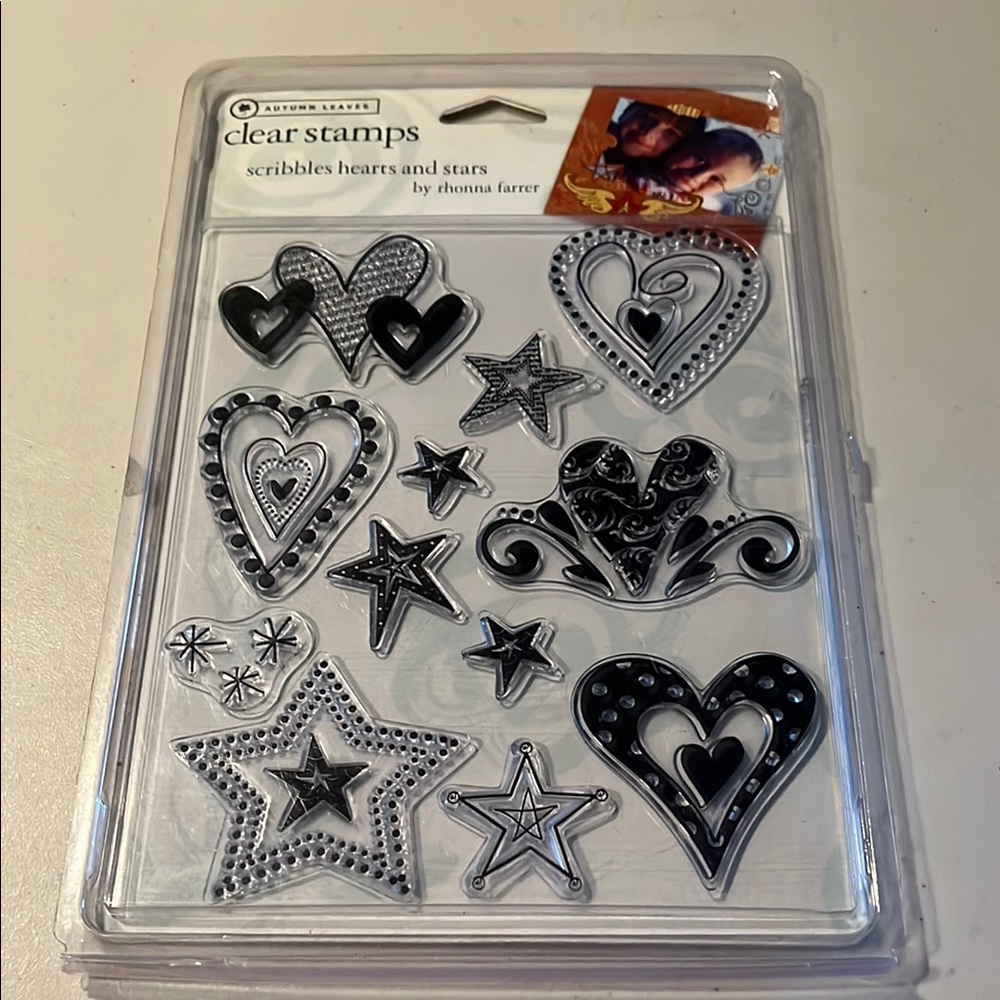 Clear Stamps - Hearts and Stars in Black
